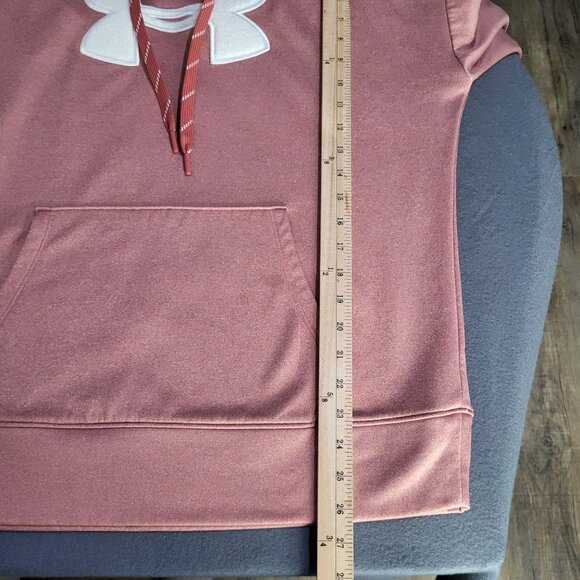 Under Armour Womens Med Fleece Chenille logo Hoodie Fractal Pink Light Heather - Picture 7 of 9
